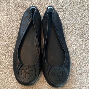 Tory Burch ballet flats. Gently worn black on black.